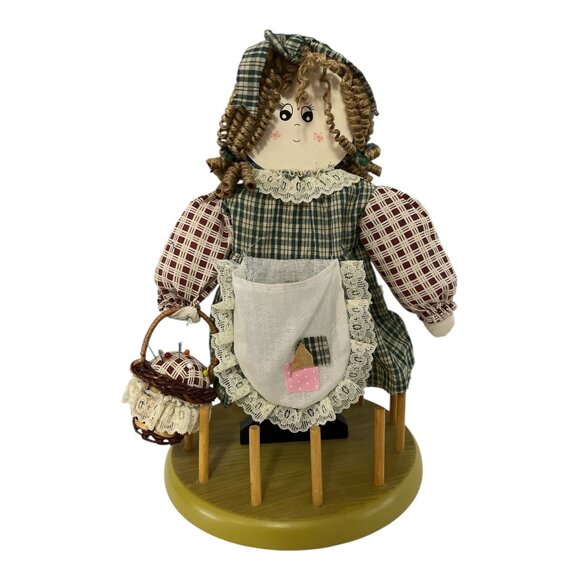 Vintage Other - Vintage Thread Spool Holder Rag Doll Peg Rack Primitive Sewing Decor